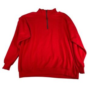 Gildan Heavy Blend Red Quarter Zip Pullover Sweatshirt Mens XL Mock Neck Solid